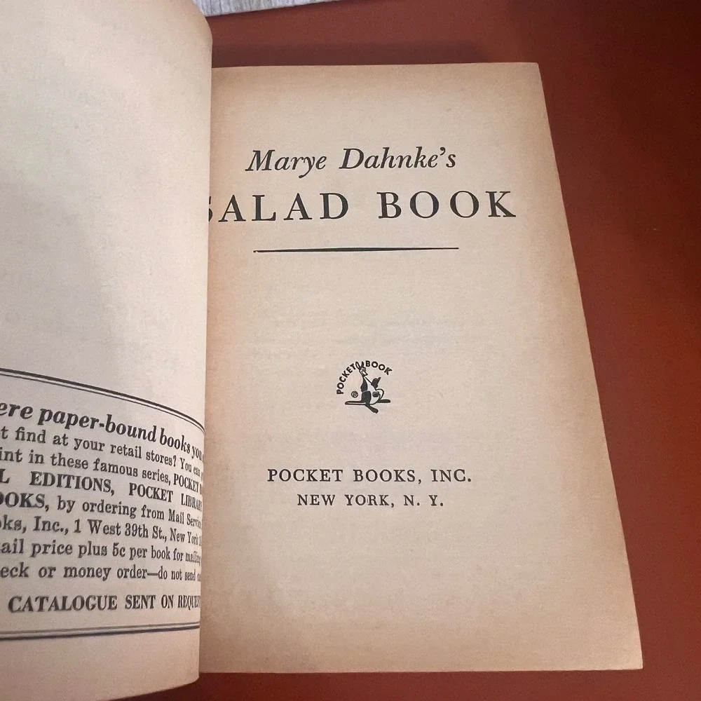 Marye Dahnke Salad Book Vintage 1961 1st Print Pocket Book Cookbook Kraft 7003